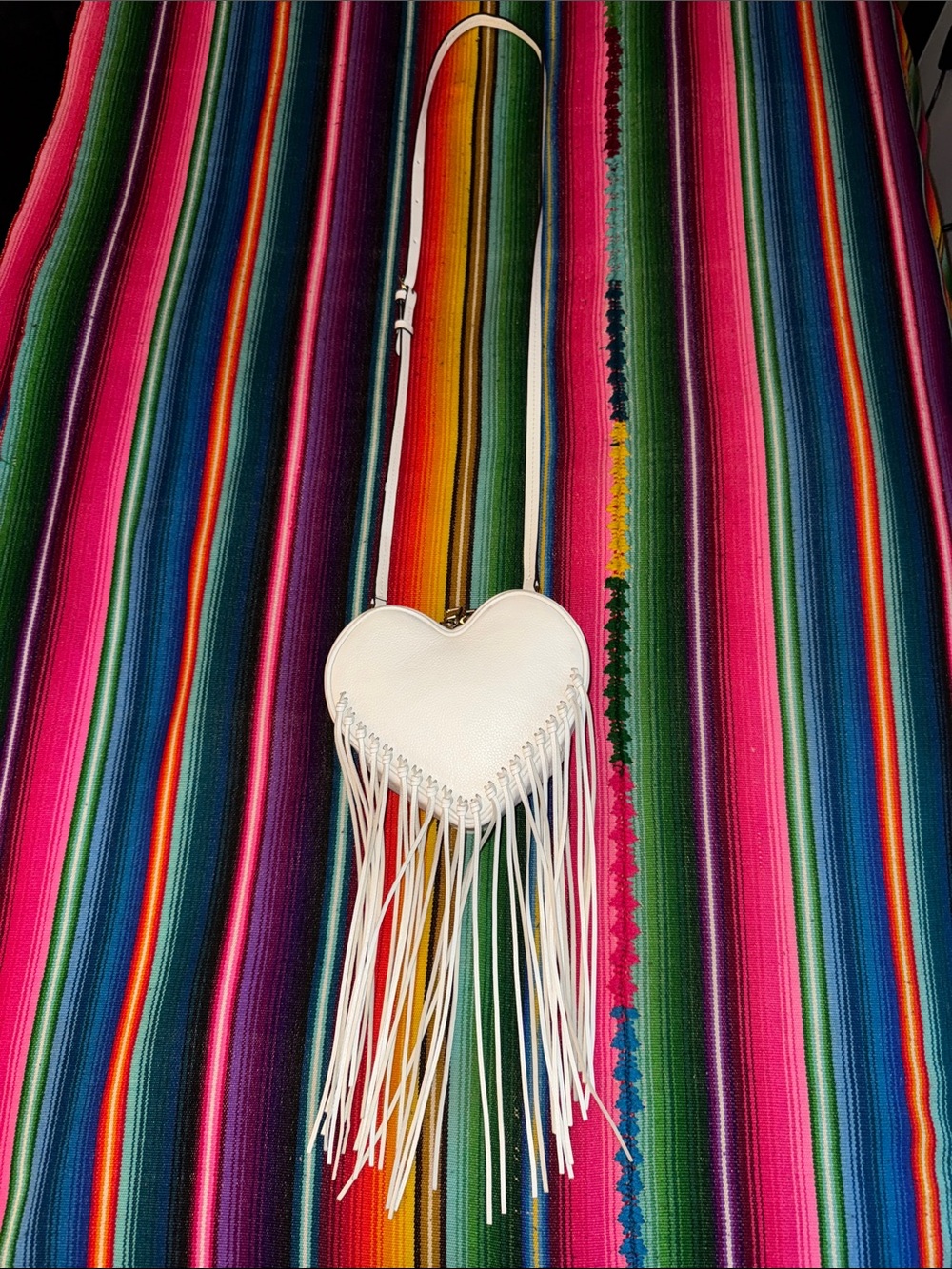 Rebecca Minkoff Leather Heart Shaped Fringe Crossbody Purse